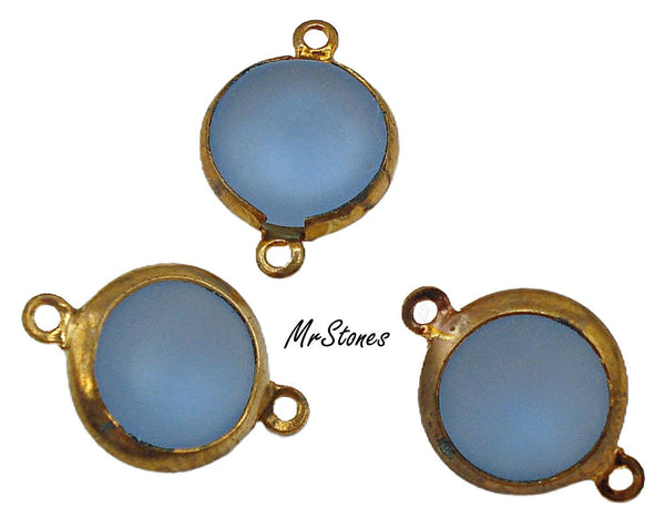 11mm (LINK) (48ss) Bezel Set Gold Tone Setting Lt. Sapphire Frosted Round Connector 2/$1.00