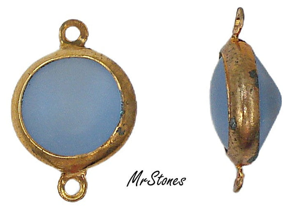 11mm (LINK) (48ss) Bezel Set Gold Tone Setting Lt. Sapphire Frosted Round Connector 2/$1.00