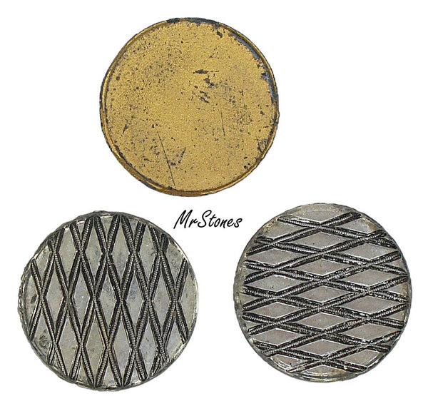 26mm (1684) Crystal Round Mirrored Black Etched Lattice Top 2.3mm Thick 4pk/$1.95