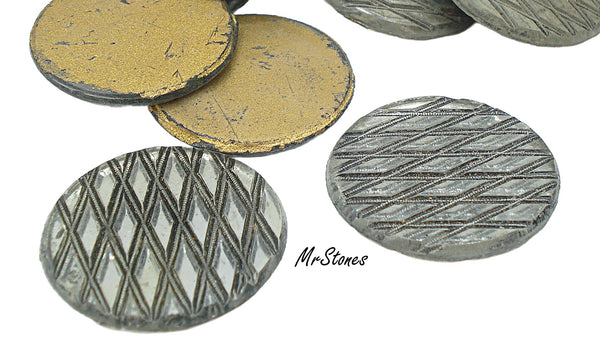 26mm (1684) Crystal Round Mirrored Black Etched Lattice Top 2.3mm Thick 4pk/$1.95