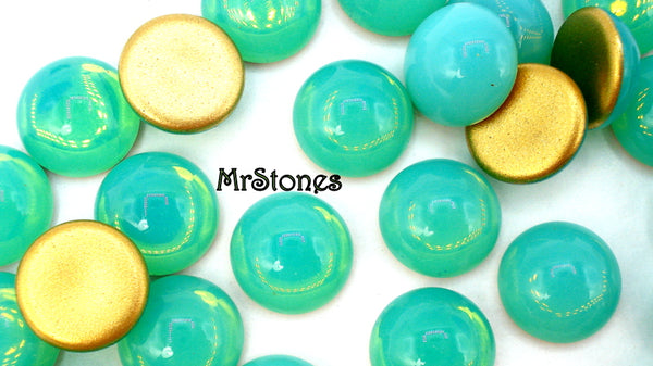 11mm (2194) Solid Green Opal Round Cz Cabochon