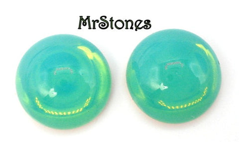 11mm (2194) Solid Green Opal Round Cz Cabochon