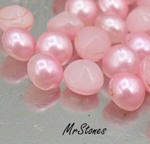 3.5mm Glass Pink Pearl Round Buff Top Doublet 1pc/$0.25 or 10pk/$1.00