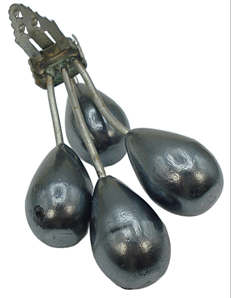 3" Dress Clip Large Dark Gray Pear Shape Silver Tone