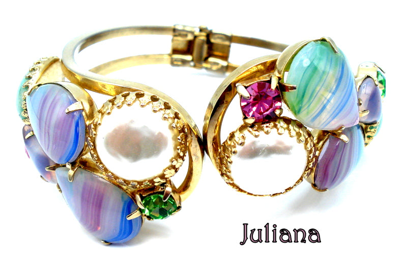 JULIANA D&E Clamper Bracelet Iris Large Pears Mint Confetti Ovals