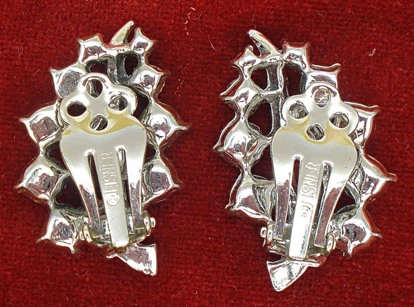 Lisner Earrings Silver Tone Crystal Rhinestones