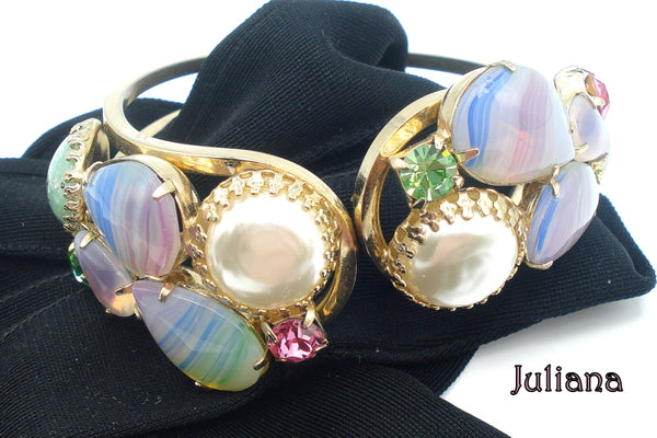 JULIANA D&E Clamper Bracelet Iris Large Pears Mint Confetti Ovals