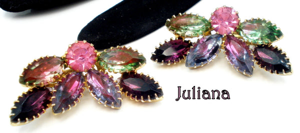 JULIANA Earrings Bi Color Peridot Ruby Light Sapphire Ruby Rose