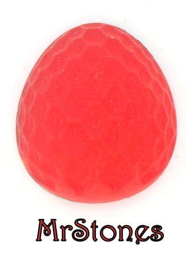 18mm Strawberry Fruit Glass Cabochon Gold Foiled Siam Frosted Matte Glow Finish