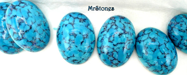 25x18mm (1685) Turquoise Matrix Brown #2 Veins Oval Glass Cabochon