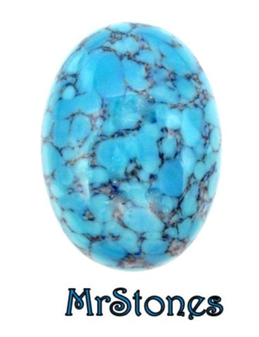 25x18mm (1685) Turquoise Matrix Dark Brown #2 Veins Oval Glass Cabochon