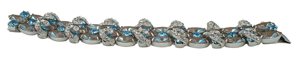 Eisenberg Bracelet Sappharines with Swarovski Aquamarine Dentelles 7" x 1"