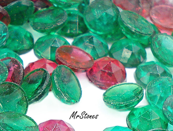 5mm (2020) Emerald Ruby Mix Rauten Rose Cut Round Unfoiled Flat Back 10pk/$1.00