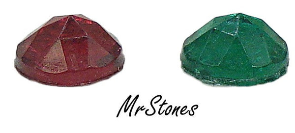 5mm (2020) Emerald Ruby Mix Rauten Rose Cut Round Unfoiled Flat Back 10pk/$1.00