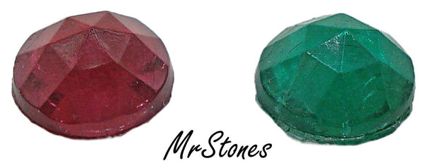5mm (2020) Emerald Ruby Mix Rauten Rose Cut Round Unfoiled Flat Back 10pk/$1.00