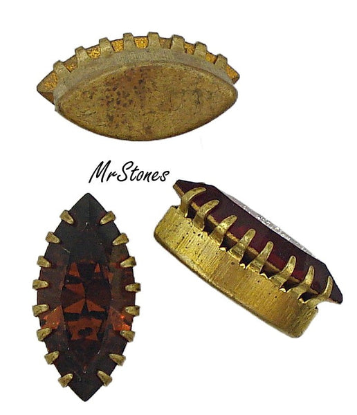 15x7mm (F4200) Brass Complex Setting Siam or Smoked Topaz Marquise Finding