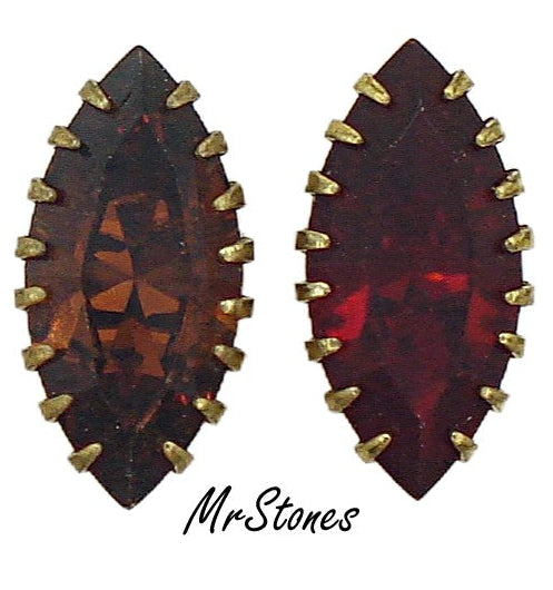 15x7mm (F4200) Brass Complex Setting Siam or Smoked Topaz Marquise Finding