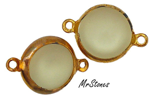 11mm (LINK) (48ss) Bezel Set Gold Tone Setting Jonquil Frosted Round Connector 2/$1.00
