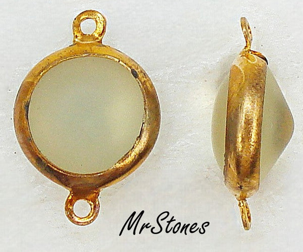 11mm (LINK) (48ss) Bezel Set Gold Tone Setting Jonquil Frosted Round Connector 2/$1.00