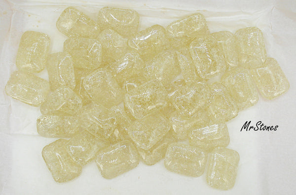 18x13mm (3436) Jonquil Yellow Crackle Cushion Octagon Buff Top Doublet