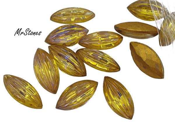 15x7mm (3146) Topaz Splash of Light Amethyst Ribbed Marquise Navette