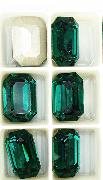 18x13mm (4610) Step Cut Emerald Green Cushion Octagon New Swarovski