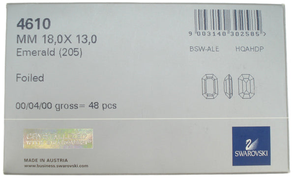 18x13mm (4610) Step Cut Emerald Green Cushion Octagon New Swarovski