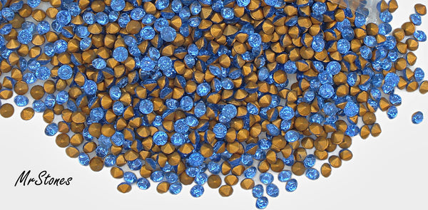 3.0-3.5mm (1100/2) (24-28pp) Sapphire Blue Fire Polished Round 100pk/$4.95