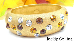 JACKIE COLLINS-Clamper Bracelet Textured Topaz Crystal Rhinestones