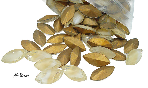 15x7mm (4200/2) TTC Beige Givre Marquise Navette