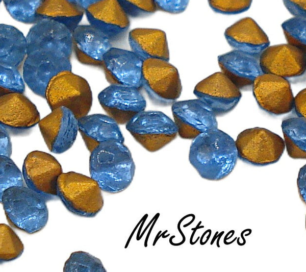 2.3-2.4mm (1100) (17pp) Czech Sapphire Fire Polished Round Chaton