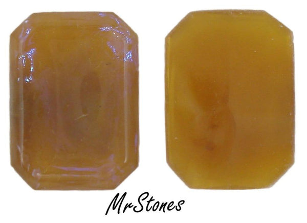 18x13mm (2610) Camel Butterscotch Opalescent sheen Rose Step Cut Flat Back Cushion Octagon