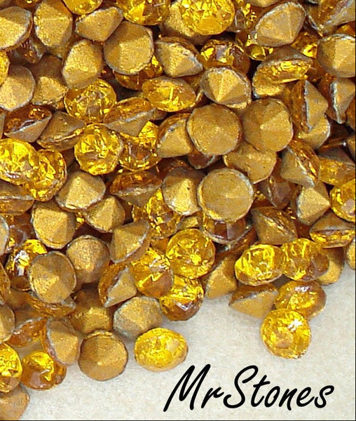 2.7-2.9mm (1100) (22pp) Topaz Demi Fin Round Chaton Czech