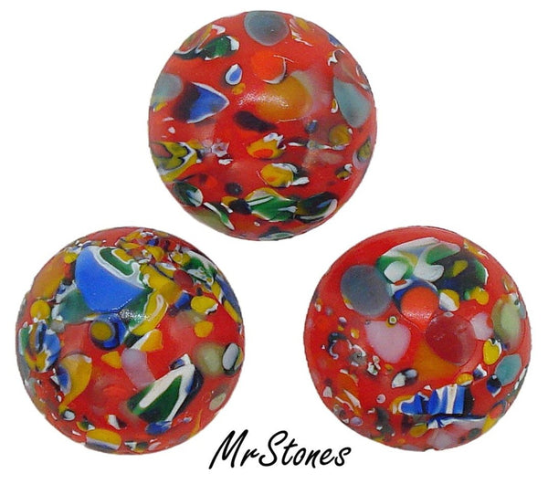 15mm (1684) Red Mosaic Glass Round Cabochon