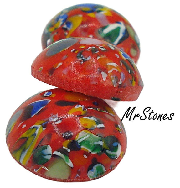15mm (1684) Red Mosaic Glass Round Cabochon