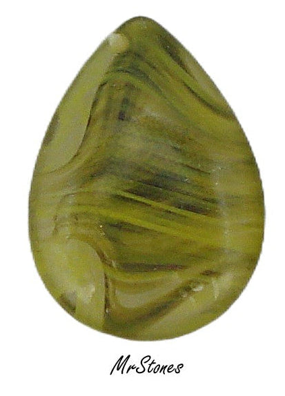 18x13mm (3101) Olivine Agate Strip Pear Pendeloque Buff Top Doublet