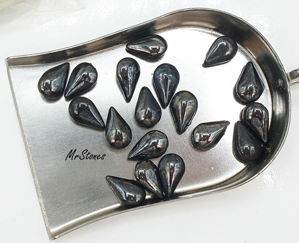 10x6mm and 13x7.8mm (3101) Gun Metal Pear Shape Teardrop Buff Top Doublet 1pc or 4pc