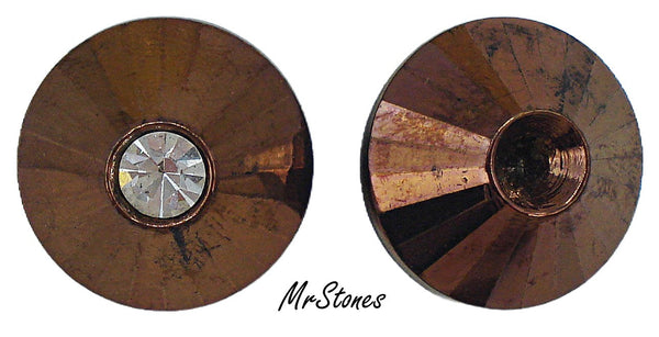22mm Button Bronze Color Glass Faceted 9.3mm Domed 29ss Crystal Accent 4/$1.00