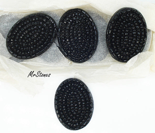 30x22mm (1685) Jet Black Textured Bumpy Top Oval Cabochon