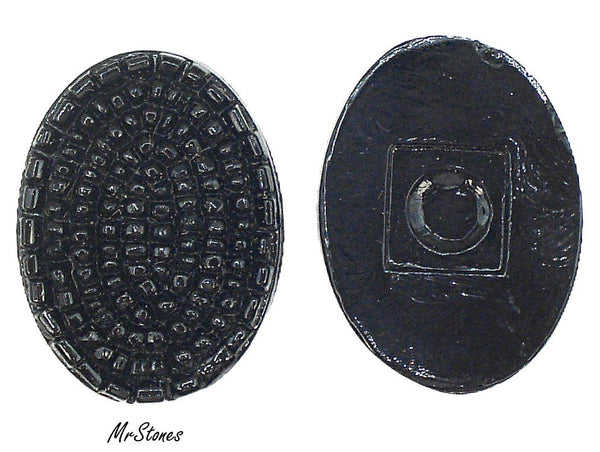 30x22mm (1685) Jet Black Textured Bumpy Top Oval Cabochon