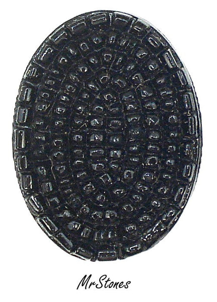 30x22mm (1685) Jet Black Textured Bumpy Top Oval Cabochon
