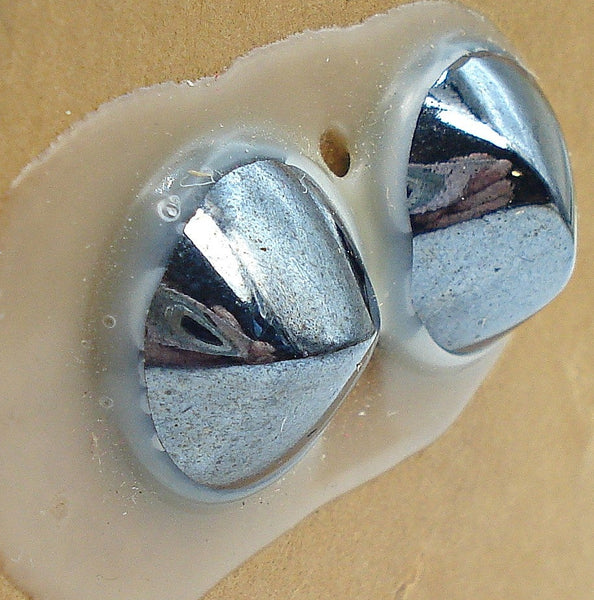 13mm (2194) Hematite Round Ridge Top Cabochon 2pcs/$1.00