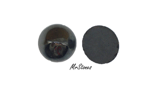 13mm (2194) Hematite Round Ridge Top Cabochon 2pcs/$1.00