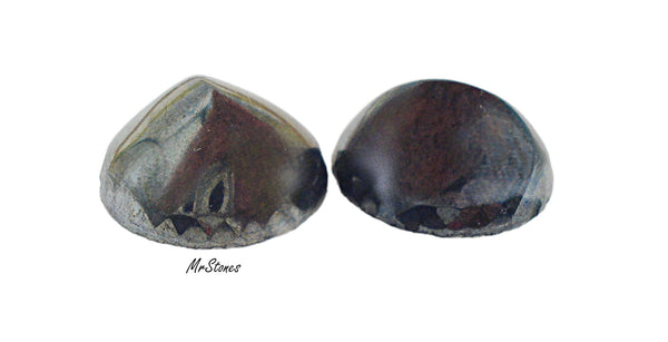 13mm (2194) Hematite Round Ridge Top Cabochon 2pcs/$1.00
