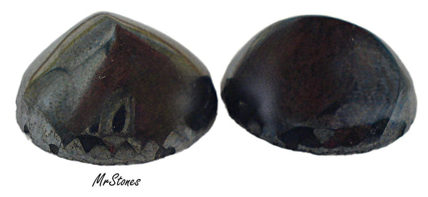 13mm (2194) Hematite Round Ridge Top Cabochon 2pcs/$1.00