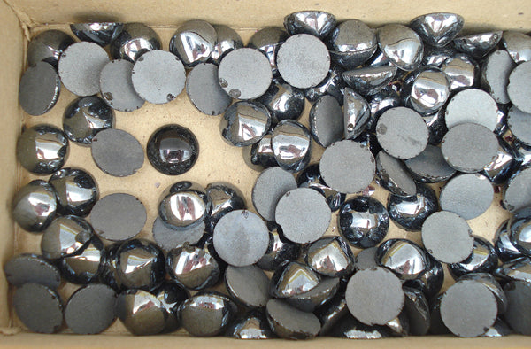 13mm (2194) Hematite Round Ridge Top Cabochon 2pcs/$1.00