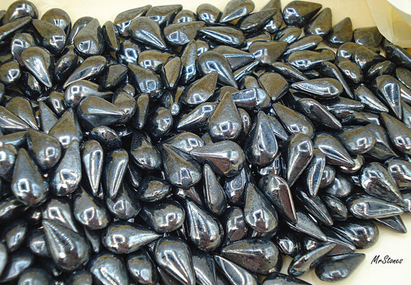 10x6mm and 13x7.8mm (3101) Gun Metal Pear Shape Teardrop Buff Top Doublet 1pc or 4pc