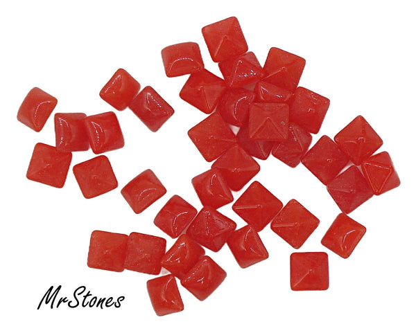 4mm (2043) Cherry Red Square Shape Buff Top Doublet