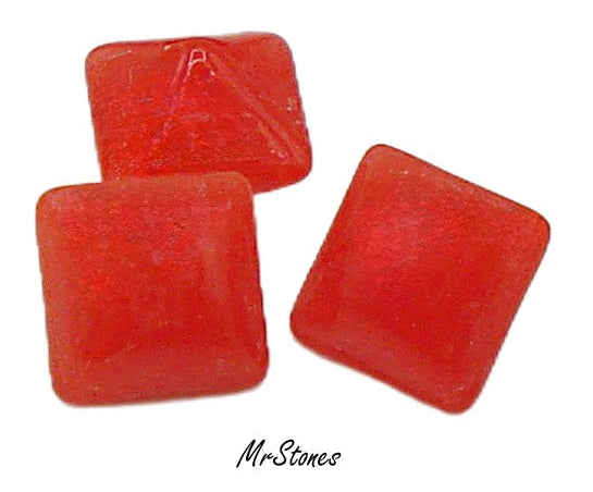 4mm (2043) Cherry Red Square Shape Buff Top Doublet