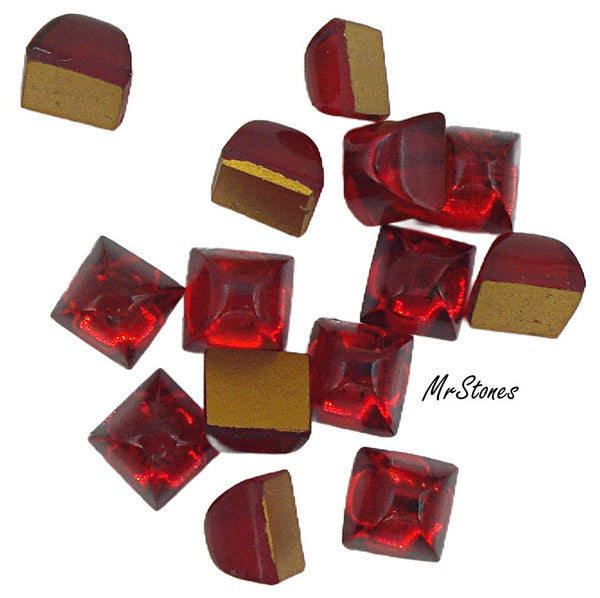 6mm (2062) Siam Red High Dome (4.5mm) Square Cabochon